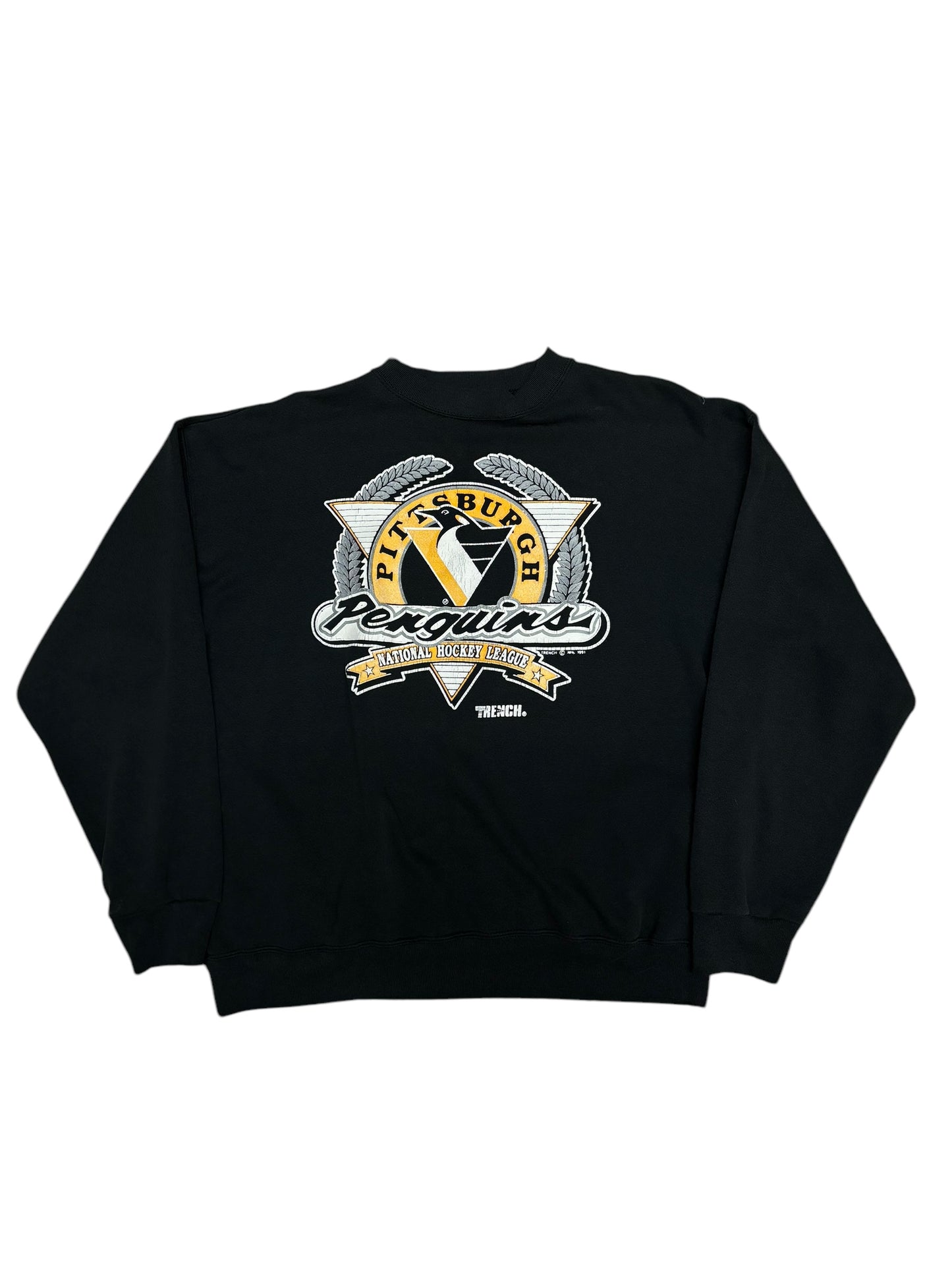 (L) 1991 Penguins Trench Crewneck