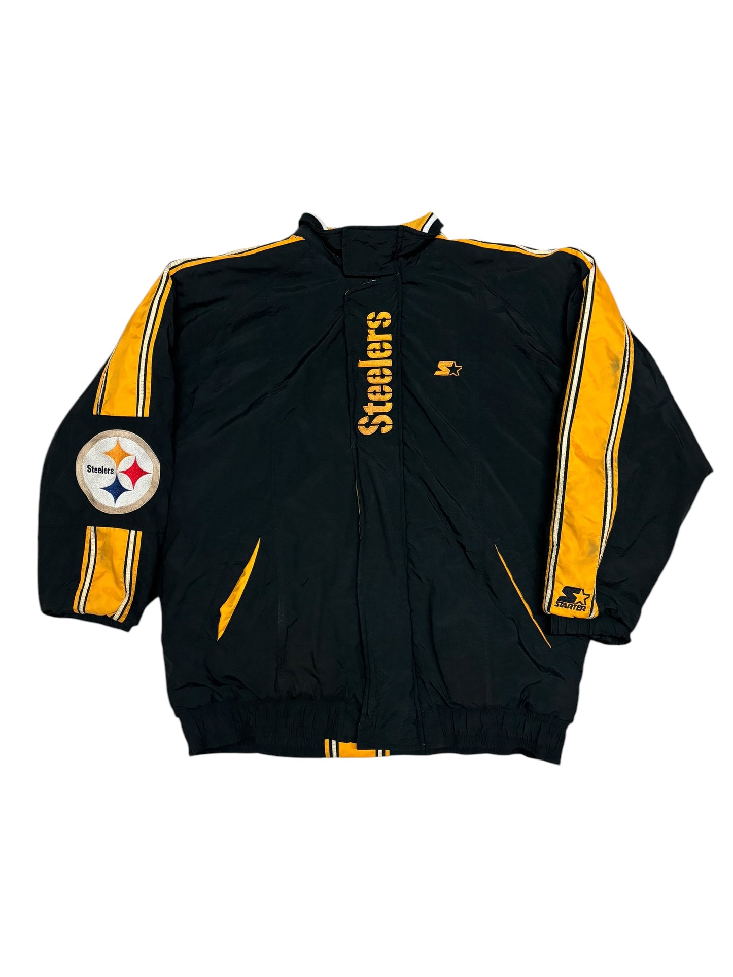 (L) Vintage Steelers Starter Full Zip Puffer Jacket