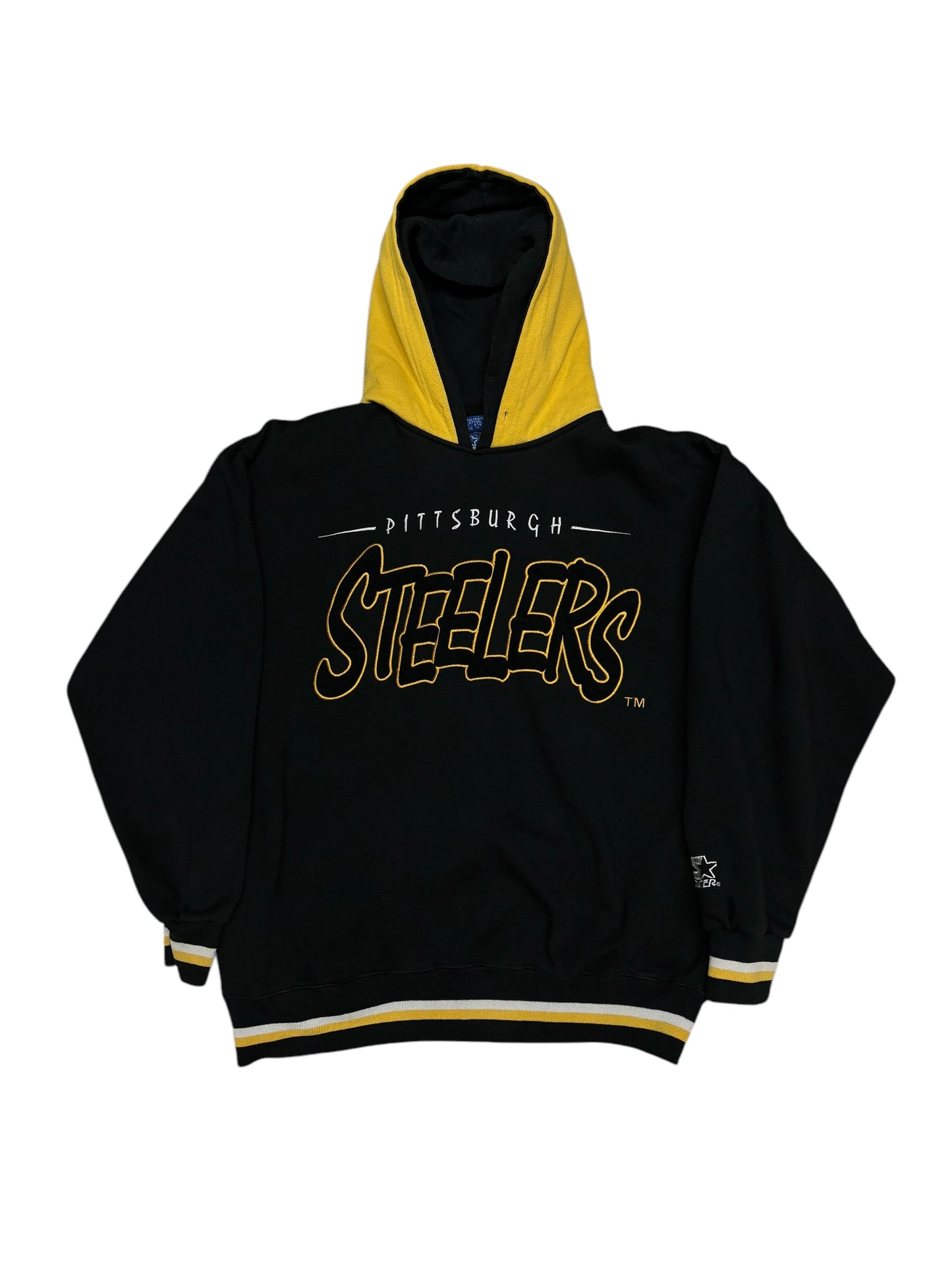 (M/L) Vintage Steelers Starter Double-Hood Hoodie