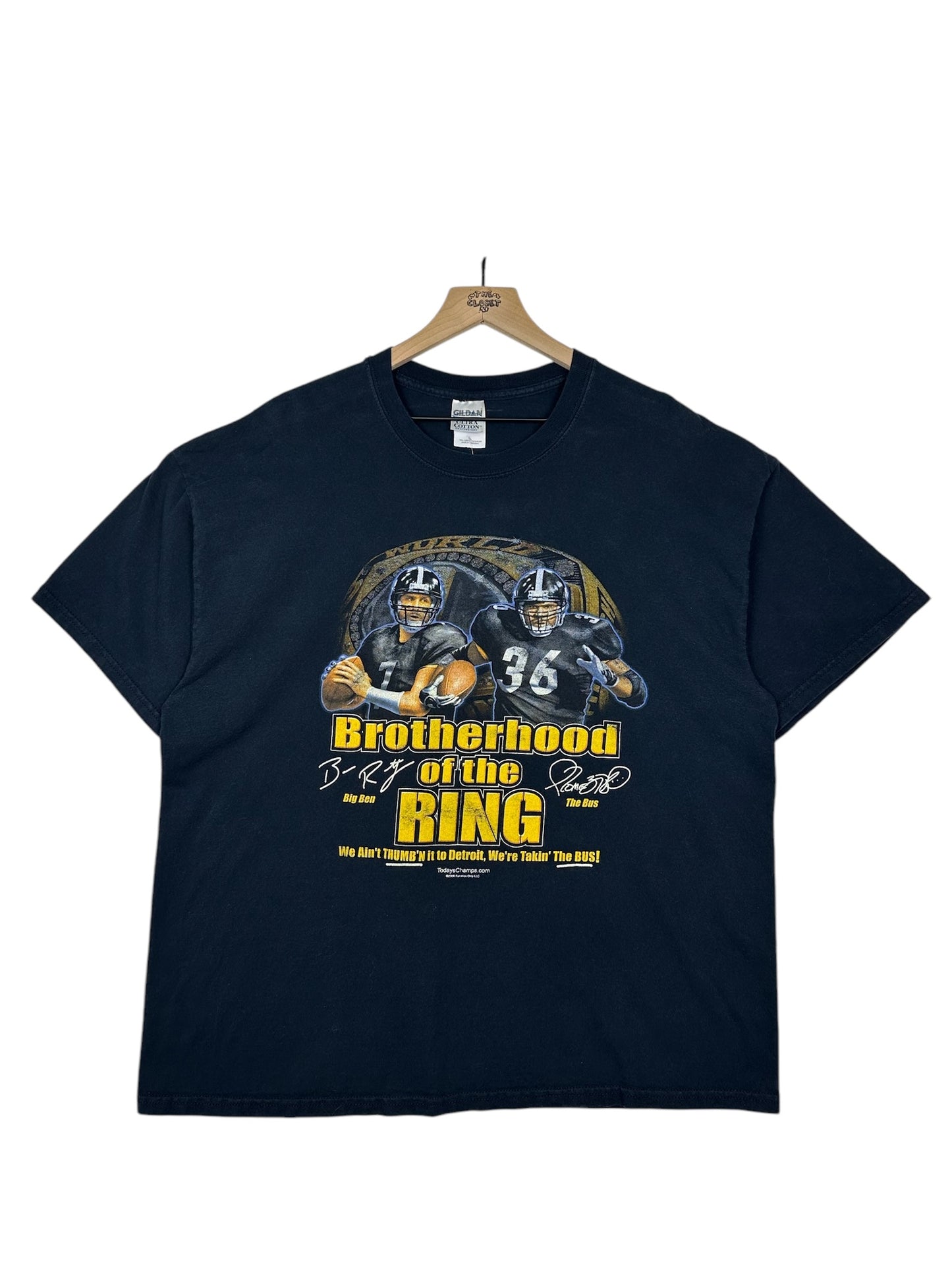 (L/XL) 2006 Steelers Gildan "Brotherhood of the Ring" Graphic Tee