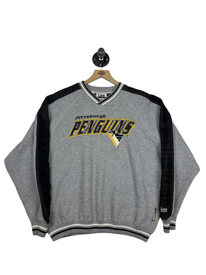 (M/L) Vintage Penguins Embroidered Lee Crewneck