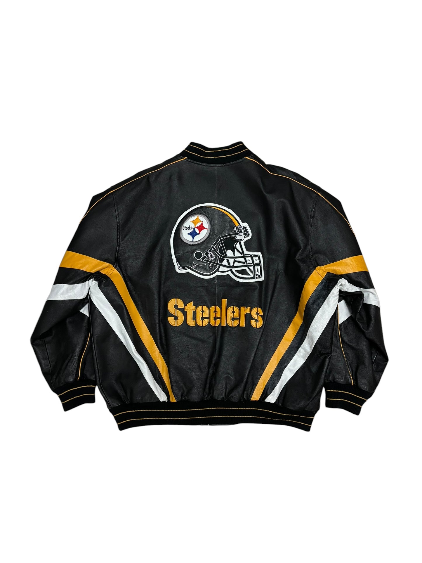 (XXL) Vintage Steelers Leather Double-Sided Jacket