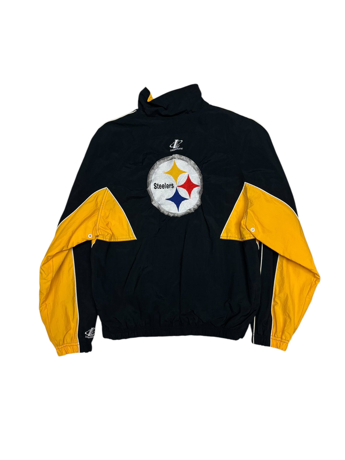 (S/M) Vintage Steelers Logo Athletic Full Zip Double Sided Jacket